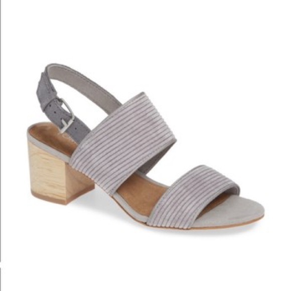 Toms Poppy Gray Corduroy Slingback Block Heel Sandals Women’s Size 8.5 - Picture 1 of 10